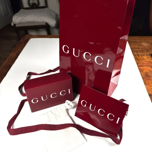 Gucci Burgundy Gift Box Authentic Gucci Burgundy Empty Gift Storage Box 11.2”x7”x4  main image 2